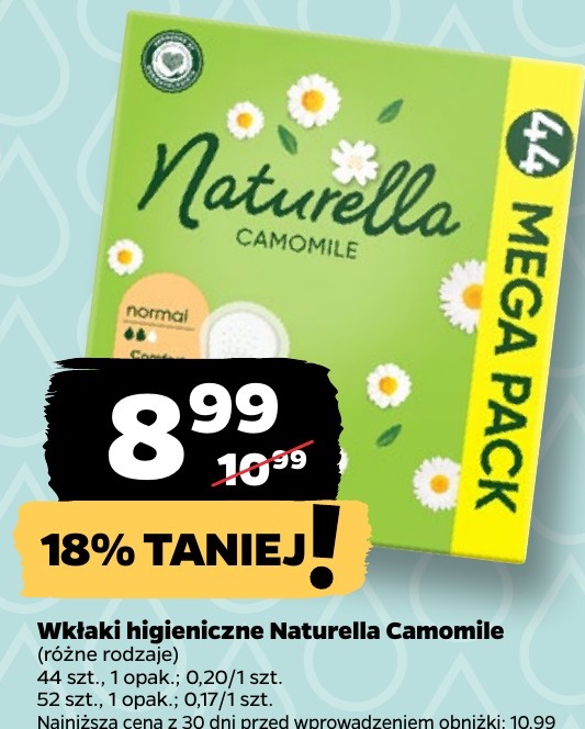 wkładki higieniczne camomile różne rodzaje