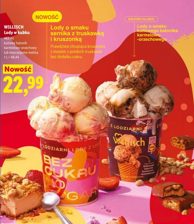 lody o smaku sernika z truskawką i kruszonką