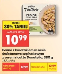 penne z kurczakiem w sosie śmietanowo szpinakowym z serem ricotta