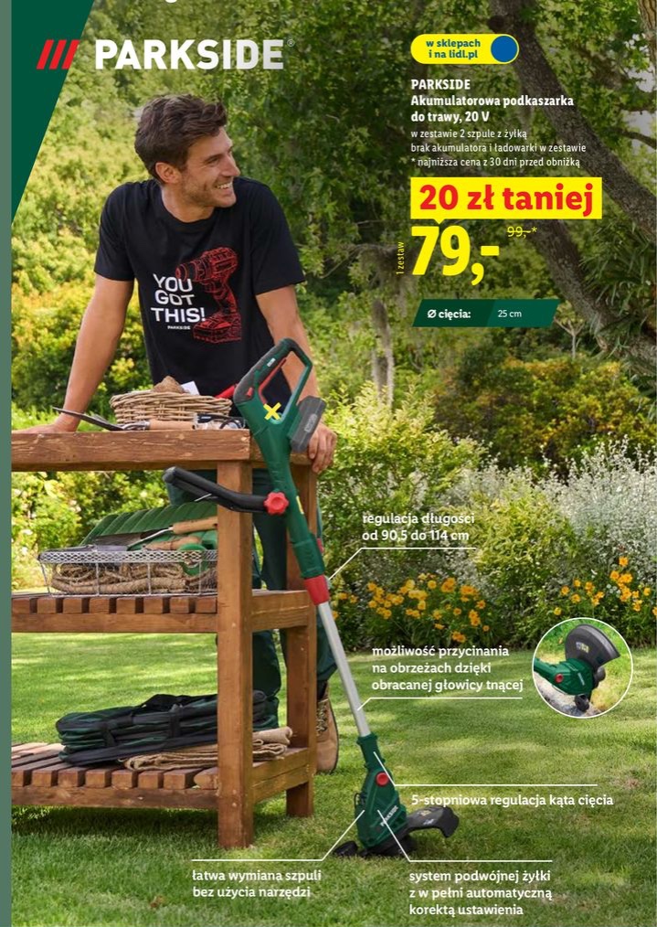 akumulatorowa podkaszarka do trawy 20 V