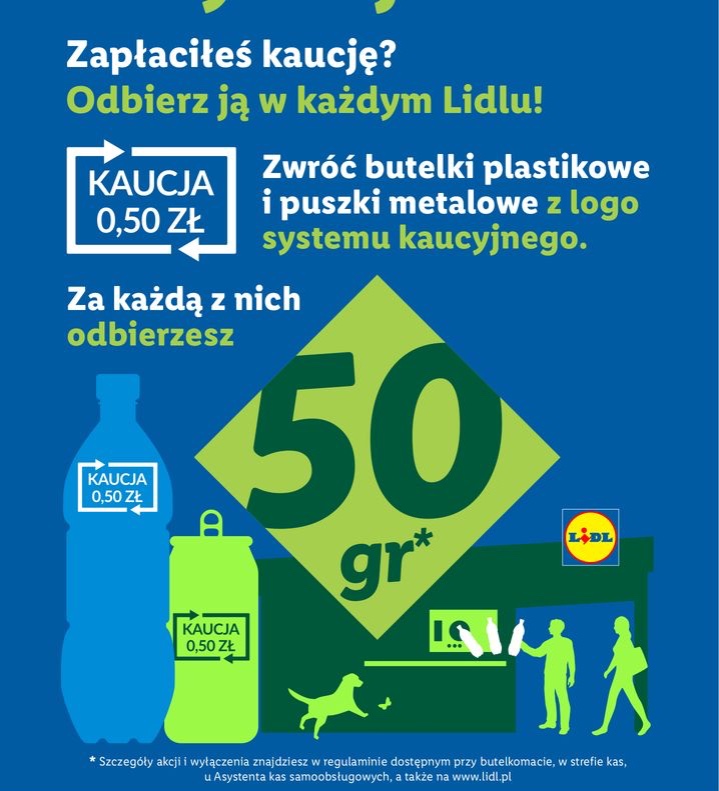 kaucja za zwrot butelek plastikowych i puszek metalowych
