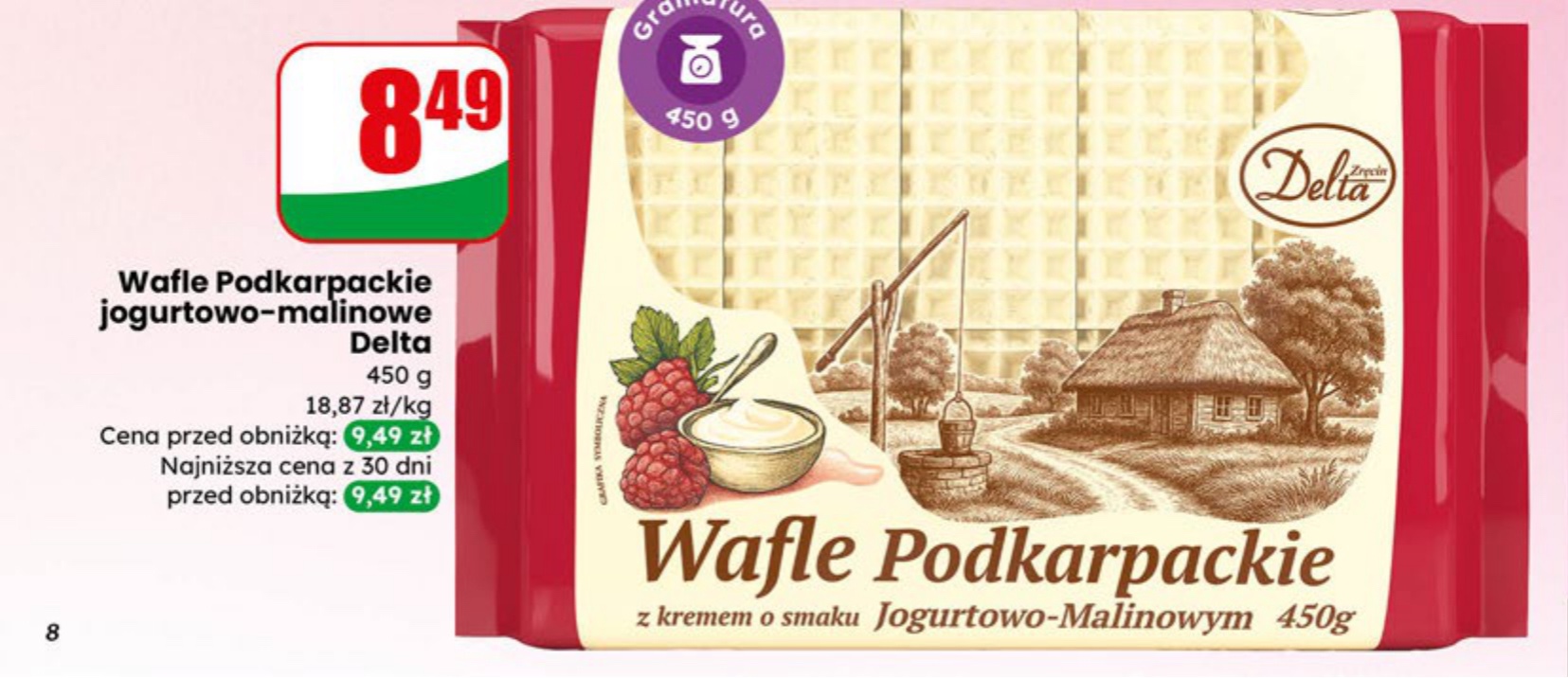 wafle podkarpackie jogurtowo-malinowe