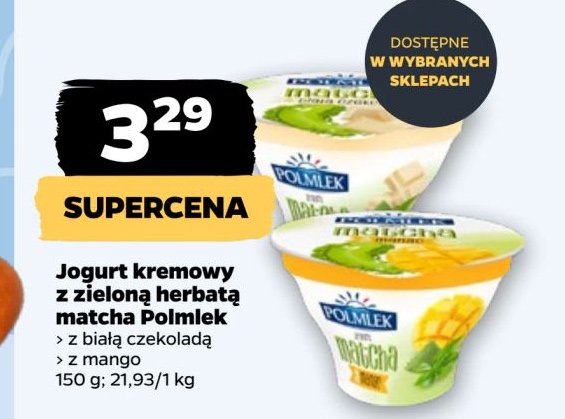 jogurt kremowy z zieloną herbatą matcha z białą czekoladą lub z mango