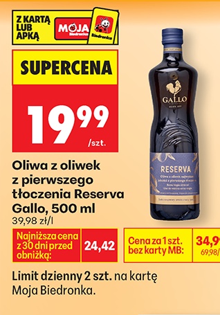 oliwa z oliwek z pierwszego tłoczenia Reserva