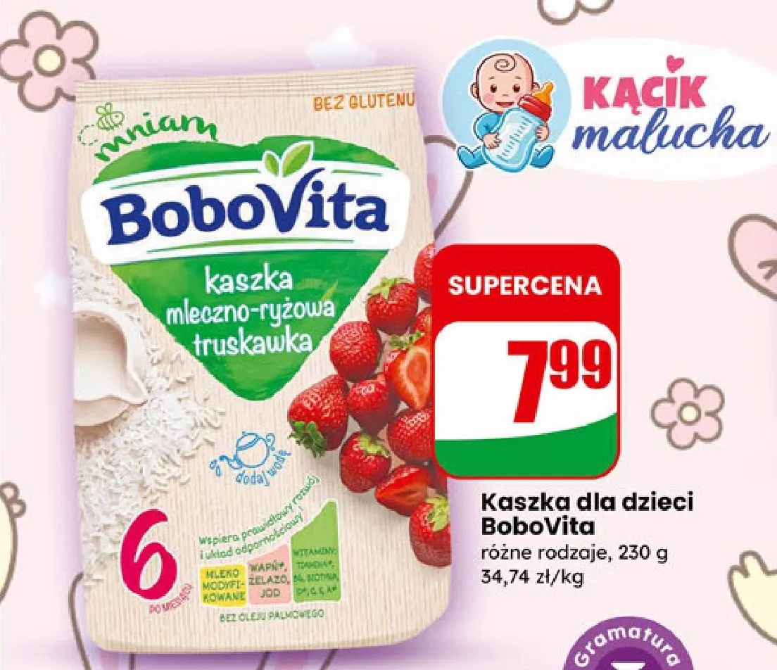 kaszka mleczno-ryżowa truskawka