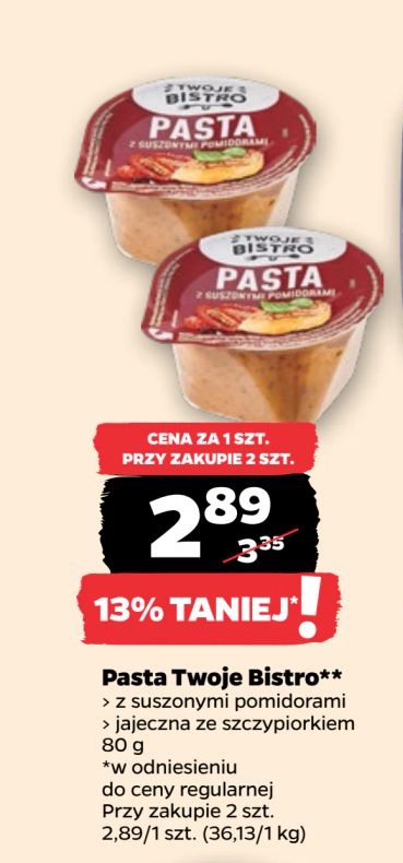pasta z suszonymi pomidorami i jajeczna ze szczypiorkiem