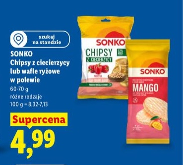 chipsy z ciecierzycy lub wafle ryżowe w polewie