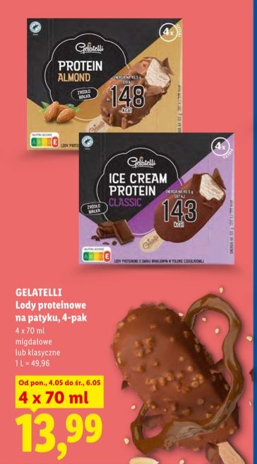 lody proteinowe na patyku migdałowe lub klasyczne